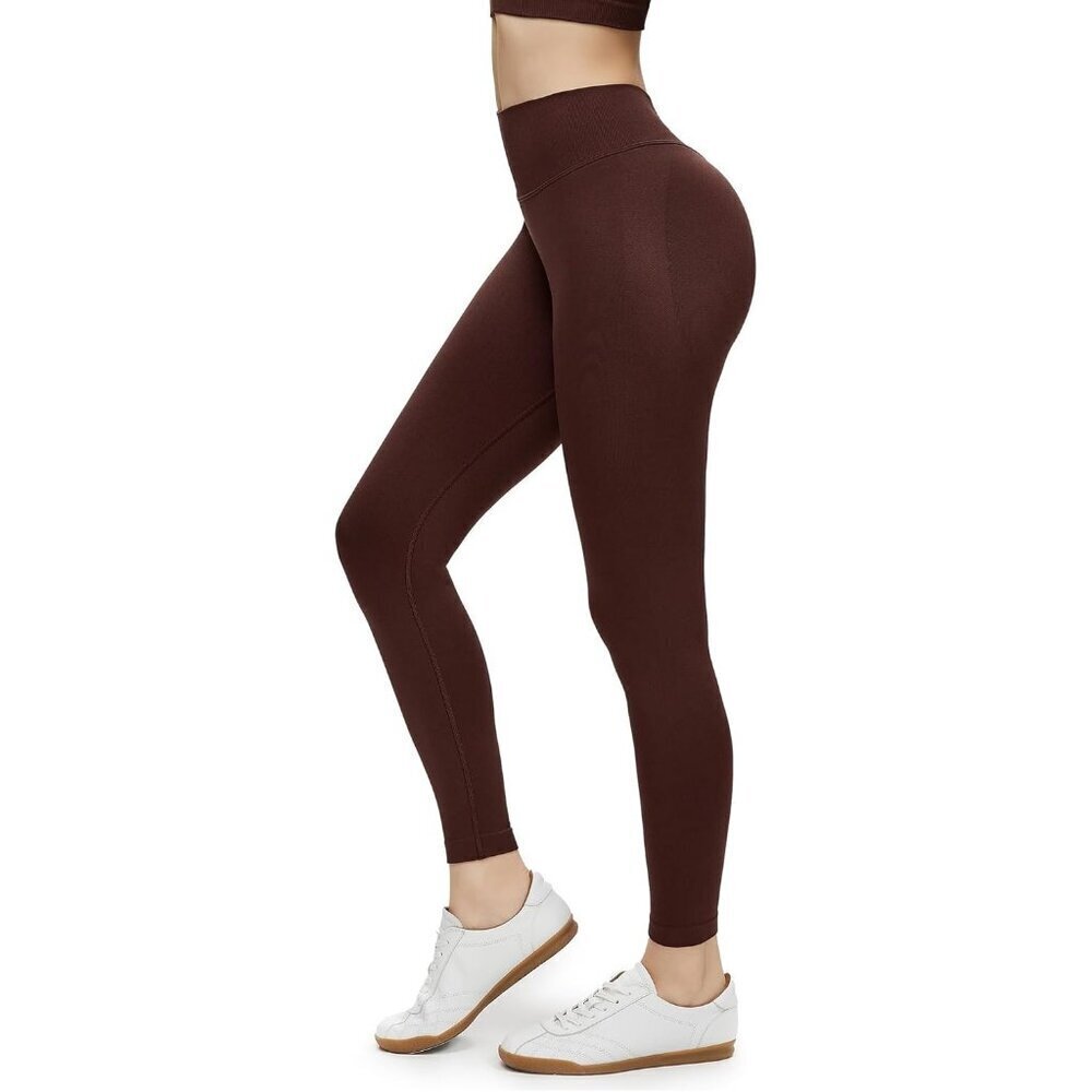 Seamless Scrunch Butt Leggings - Squat Proof Gym Yoga Pants Brown